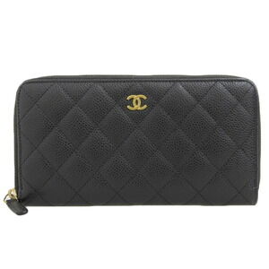 CHANEL Black Caviar Leather Logo Wallet